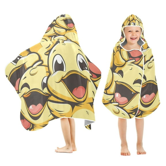 Happy Cute Ducks Toddler Hooded Beach Towel 24" x 50" Kids Bath Towels Soft Quick Dry for Swim Pool Boys Girls