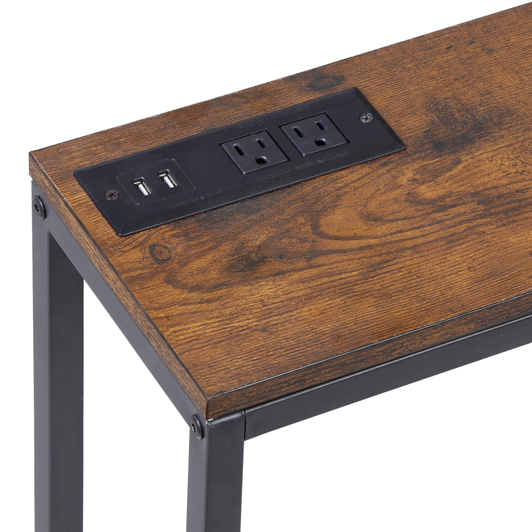 ZENSTYLE Console Table with Power Outlet Narrow Sofa Table for Entryway Hallway Living Room Brown