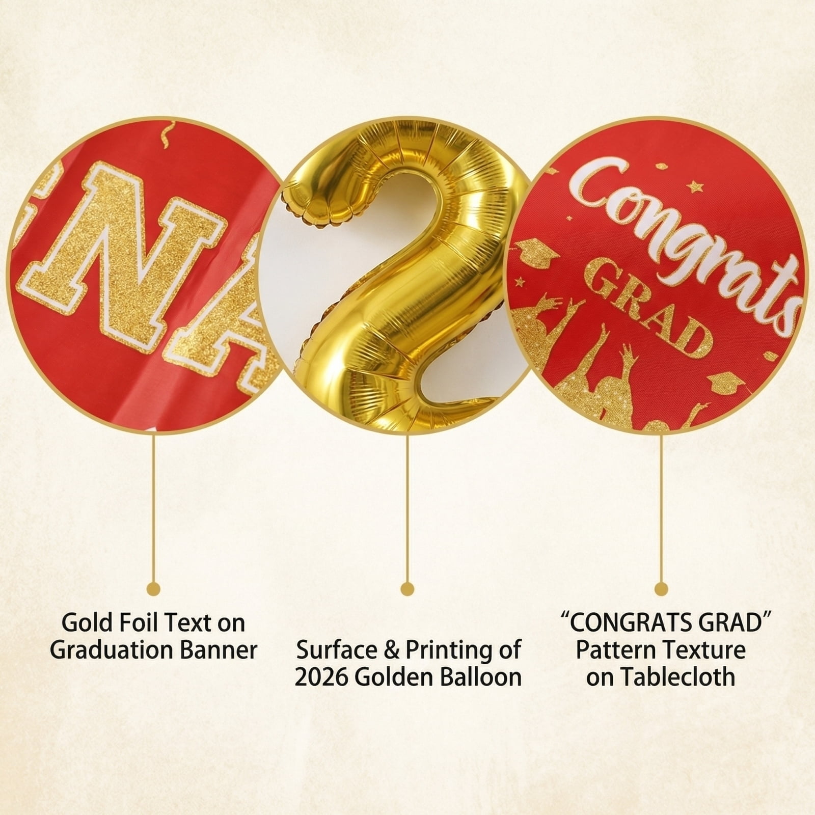 Graduation Decorations 2026, Graduation Party Supplies, Red and Gold Balloons, Gold Confetti Balloons, Congrats Grad 2026 Banner, 14 Pc Kit, Graduation Cap Decorations, Graduation