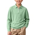 thumbnail image 6 of Boys and Girls 1/4 Zip Long Sleeve Polos Shirt Solid Color Pullover for School & Casual Wear (Sizes 3-15), 6 of 8