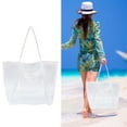 thumbnail image 2 of Summer Storage Supplies Mesh Beach Bag - Lightweight & Foldable Large Organizer Pouch, Reusable Beach Tote Storage Bag for Family Beach Pool Gym Travel Accessories (White), 2 of 8