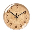 thumbnail image 1 of Reloj de pared silencioso de madera con rueda, anillos anuales y números arábigos, ideal para 355 cm, 1 of 9