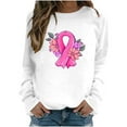 thumbnail image 2 of Luxalzxs Womens Breast Cancer Shirts Pink Ribbon Cancer Fight Awareness Shirt Pullover Tops Survivors Faith Casual Long Sleeve Crew Neck Sweatshirt, 2 of 3