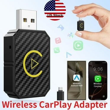 USB Wireless CarPlay Adapter for Apple, Low Latency Converts Wired Plug & Play