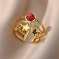 thumbnail image 1 of Anillos de piedra de ópalo de acero inoxidable para mujer, chapado en oro, sol, estrella, boda, pareja, anillo ajustable, joyería estética, envío gratis, 1 of 4