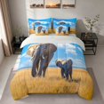 thumbnail image 3 of Erosebridal Elephant Twin Bedding, Mother Baby Savanna Bedding Comforter Set, Gray Reversible 7pcs, 3 of 6