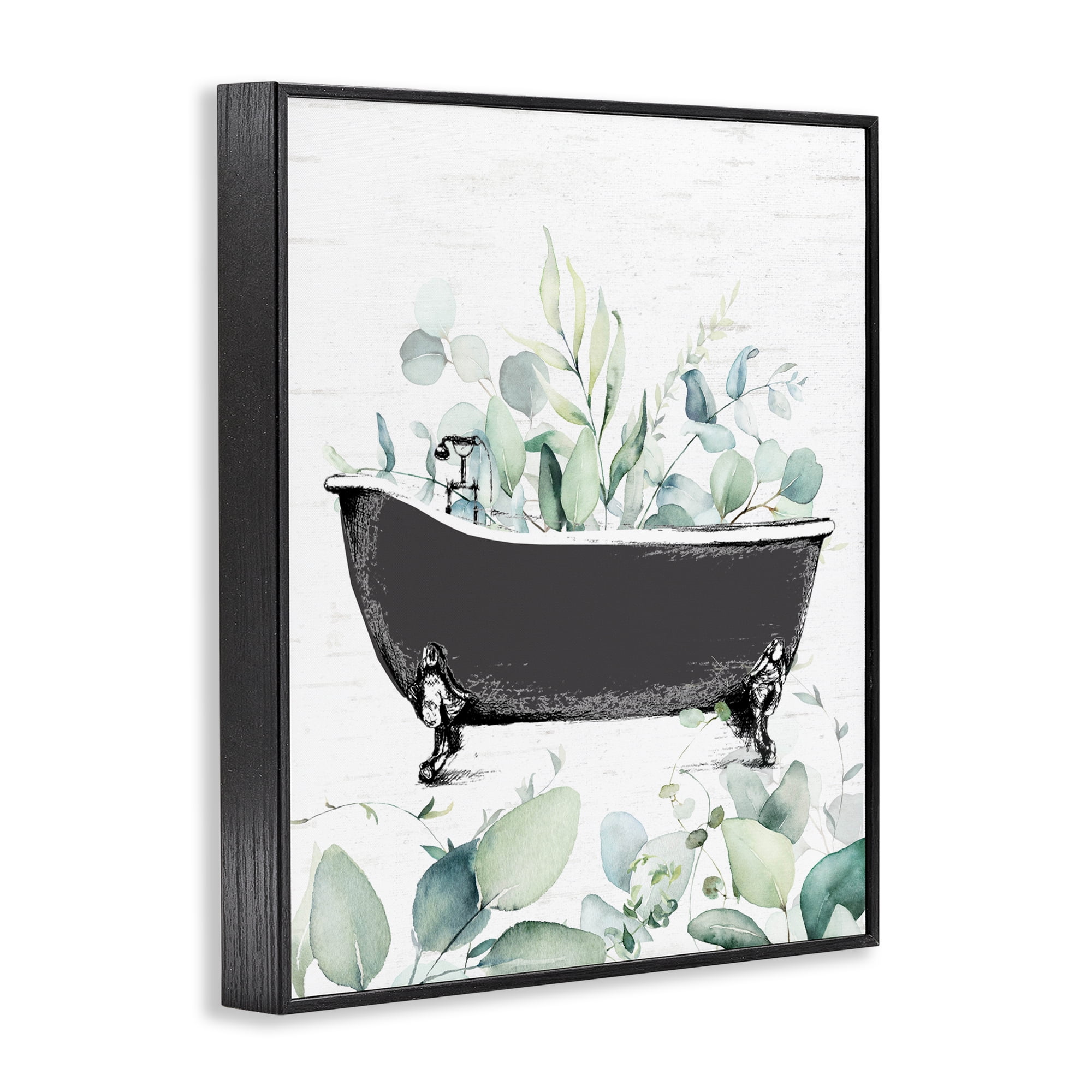 Eucalyptus Leaves Bathtub Black Framed Giclee Art, design by Lettered and Lined