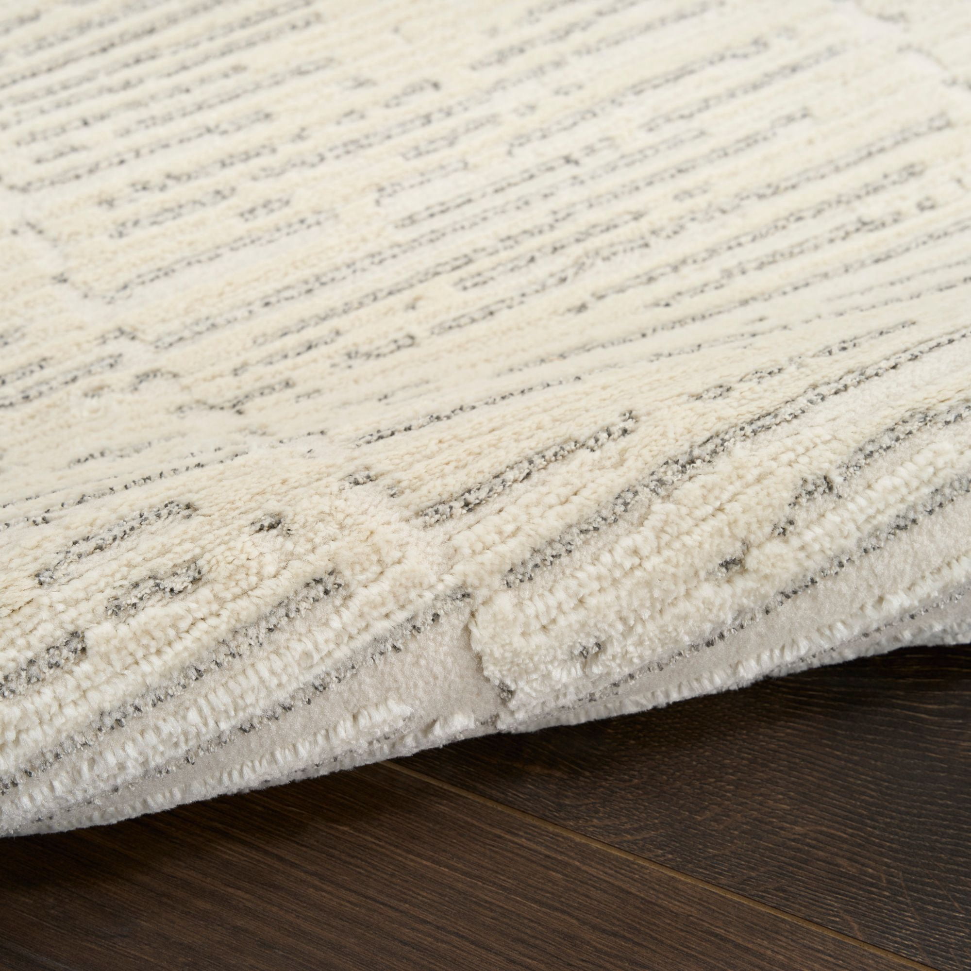 Nourison Hues Ribbed Indoor Area Rug Ivory Grey 3'11" x 5'11"