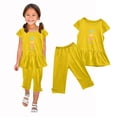 thumbnail image 6 of Piuwrlz Kids Short Sets Boys Girls Summer Outfit Set Printed Round Neck Tight T-Shirt and Shorts Set Yellow Size 9 Years, 6 of 6