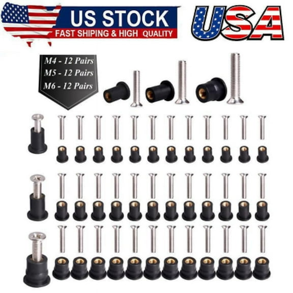 36Pairs M4 M5 M6 Neoprene Well Nuts with Stainless Steel Screw Rubber Well Nuts