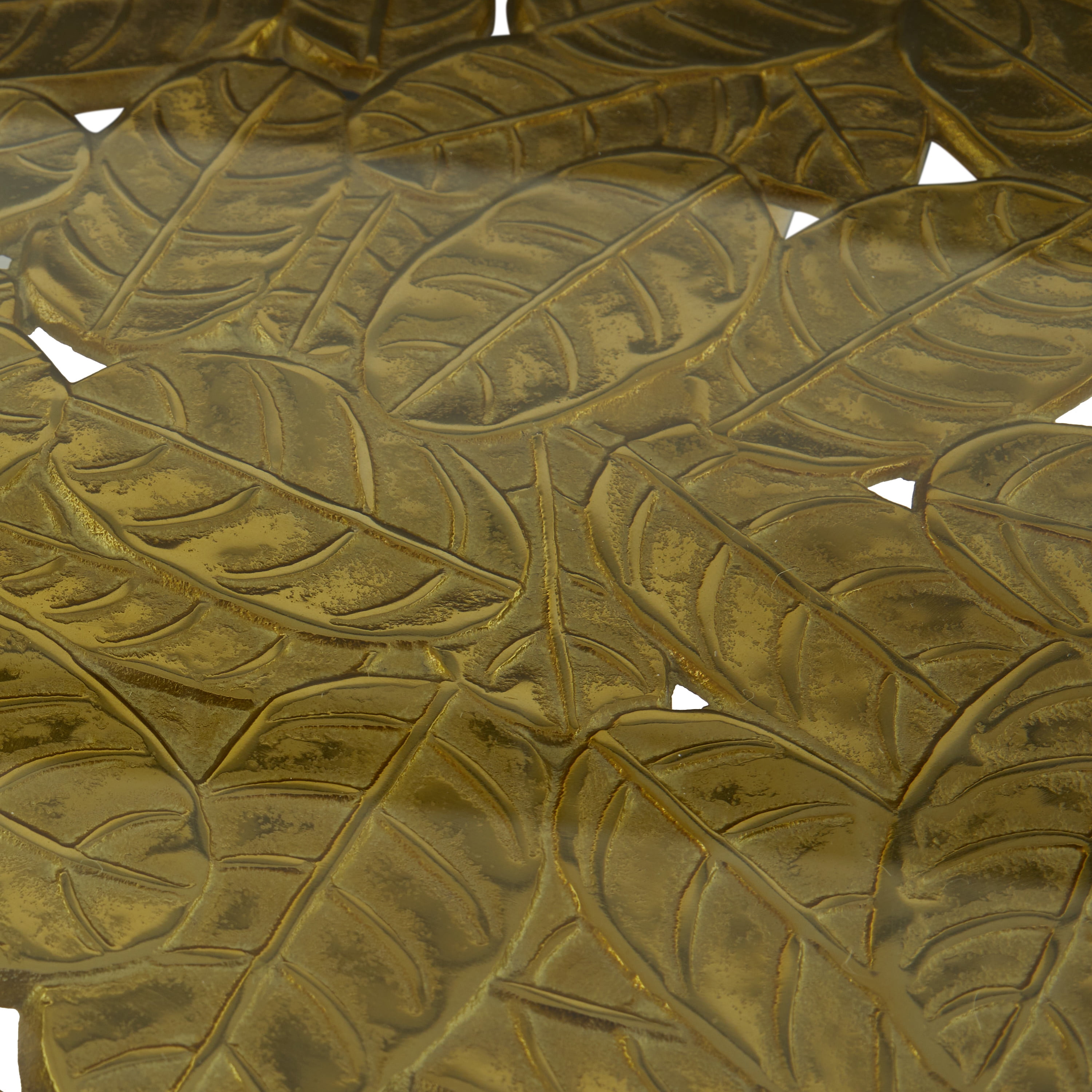 DecMode 20" x 22" Gold Aluminum Accent Table with Clear Glass Top, 1-Piece