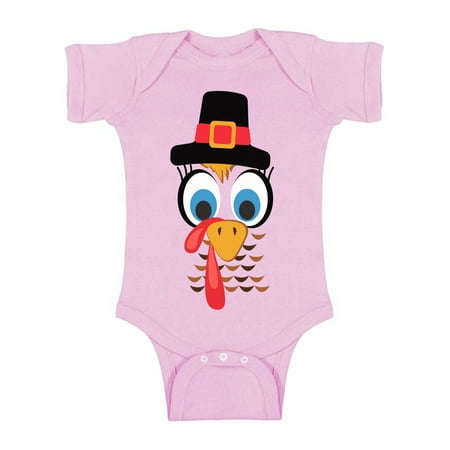 

Awkward Styles Thanksgiving Shirt for Baby Bodysuit Short Sleeve Turkey Face Romper