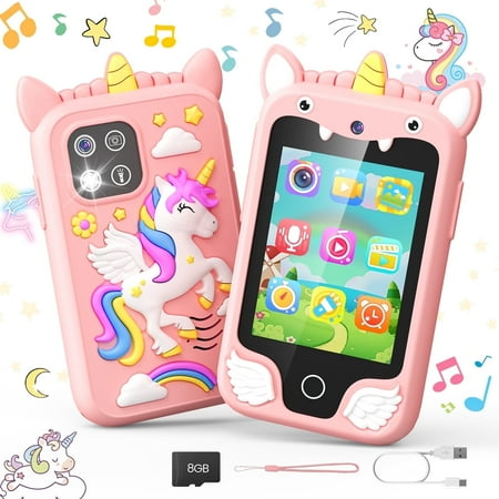 JoyStone Kids Smart Phone, 2.8" Touchscreen Toddler Learning Play Toy Phone with Dual Camera, Game, Music Player, Learning Toy Christmas Birthday Gifts for 3-9 Year Old Girls, Pink