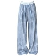 thumbnail image 7 of Women's Full Lenght Plaid Pajama Pants Wide Leg Loose Elastic Waist Summer Lightweight Lounge Bottoms with Pockets, 7 of 7