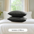 thumbnail image 2 of ZOPZO Boho Linen Throw Pillow Covers 2-Pack, Dark Gray, 12x20 Inch, Decorative Cushion Cases with Leather Tag, Pillowcase for Sofa Couch Bed, 2 of 8