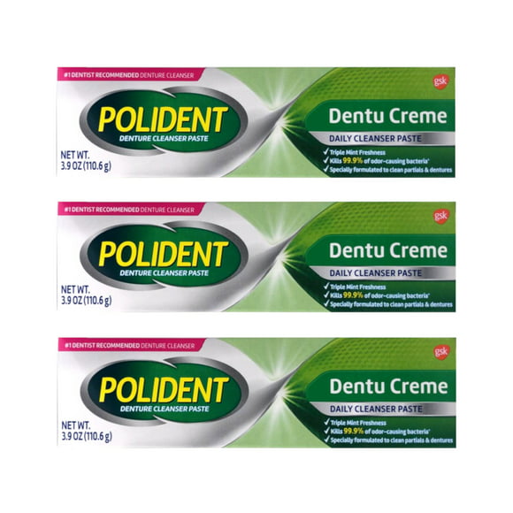 3 Pack - Polident Dentu-Creme Denture Toothpaste, 3.9 Oz Each
