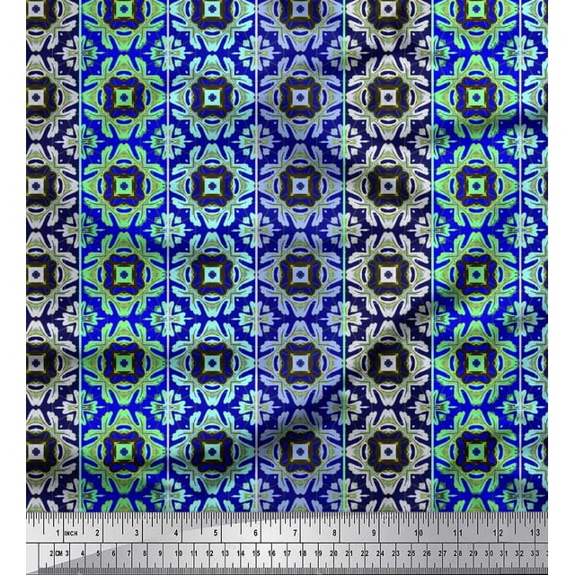 Soimoi Toile de Soie Rayée & Kaléidoscope Marocain Imprimé par la Cour 42 Pouces de Large