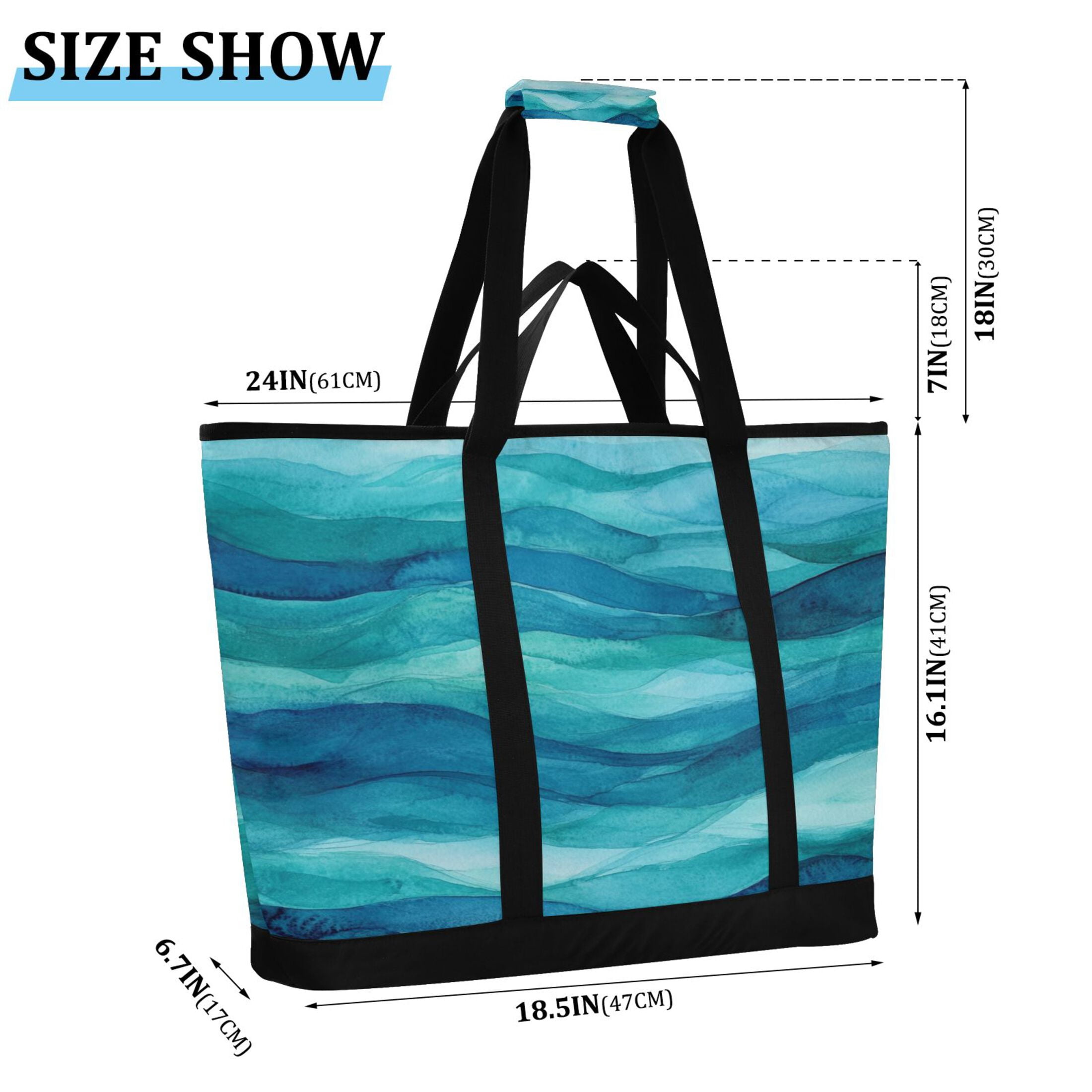Large Hand-held Ice Pack Picnic Bag Insulation and Refrigeration Suitable for Shopping Picnics and Camping Beautiful Green Sea