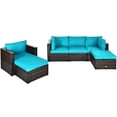 thumbnail image 4 of Gymax 6PCS Patio Conversation Set Rattan Sectional Furniture Set w/ Turquoise Cushions, 4 of 10