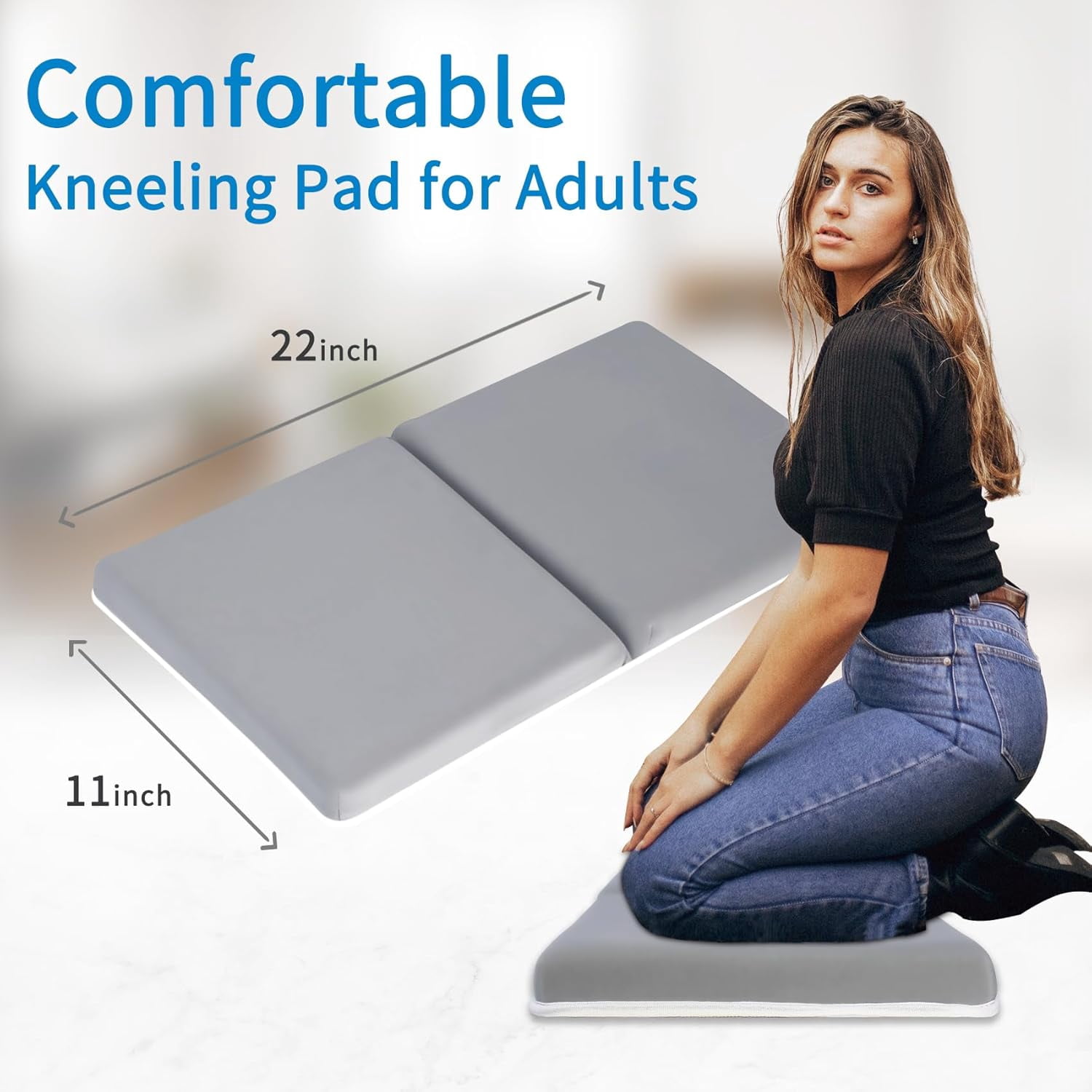 Bath Kneeler Pad, 1.5 inch Thick Kneeling Pad Mat, Foldable Painless Knee Cushion Mat, Non-Slip Bathtub Kneeler for Baby Bathing Parents