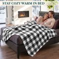 thumbnail image 5 of PAVILIA Black and White Buffalo Plaid Fleece Bed Blanket King Size, Soft Checkered Flannel Blanket for Sofa, Plaid Christmas Couch Throw Bed, Warm Cozy Decorative Blanket Fall Decor Gift, 90x108, 5 of 8