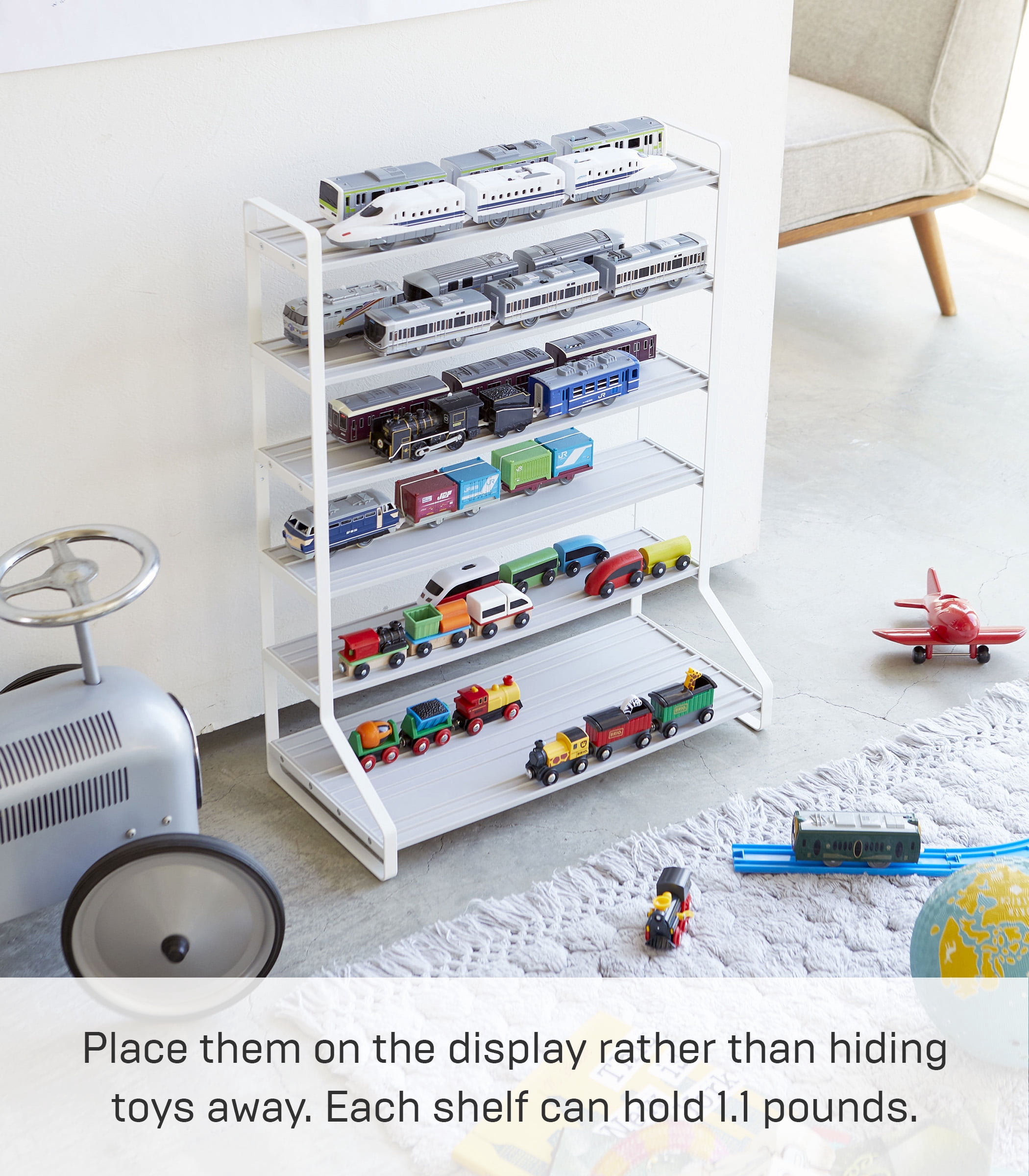 Yamazaki Home Kids' Parking Garage, White Steel Storage Organizer