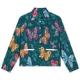 thumbnail image 4 of Jackets for Women Winter Coat Jackets Flannel Stand Collar Jacket(Butterfly Floral Pattern,Size:S-4XL), 4 of 7