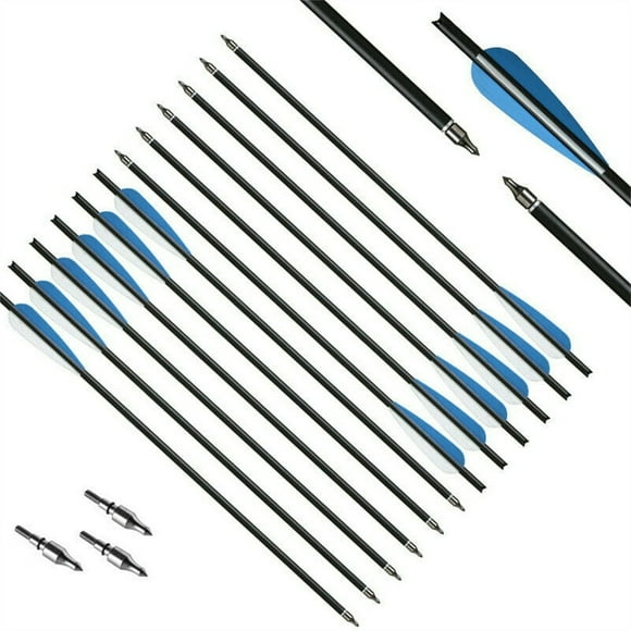 12PCS 20inch Carbon Bolts Crossbows Arrows With TPU Vanes Screw-in Arrowhead/Tip Carbon Shaft Crossbows