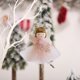 thumbnail image 1 of Adorno navideño de ángel niña con astas y alas | Decoración colgante para habitación infantil, dormitorio y decoración navideña | Colgante de hada de tela blanca, gris y rosa, 1 of 6