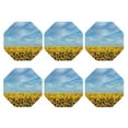thumbnail image 2 of Balery 6 Pcs Blooming Sunflower Fieldleather Coasters Set, Drink Table Cup Coasters For Living Room Kitchen Coffee Decor, 2 of 9