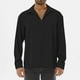 thumbnail image 1 of Blusa y camisa de manga larga con cuello vuelto para hombre, informal, de color liso, semiabierta, de poliéster, 1 of 7