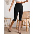 thumbnail image 5 of Women's Plus Size Solid Split Hem Capri Leggings, 5 of 6