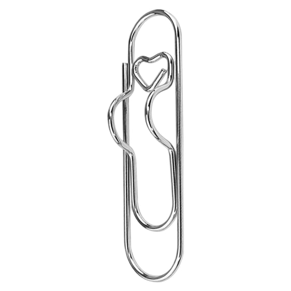 Metal Pen Clips and Holders 1 Pc Colorful for Notebooks and Heart Papers Paperclip, Paperclip Pencil Holder for Desk, Journal, Papers Planner Office Clips Office Supplies, 0.78x2.75 Inch, Silver