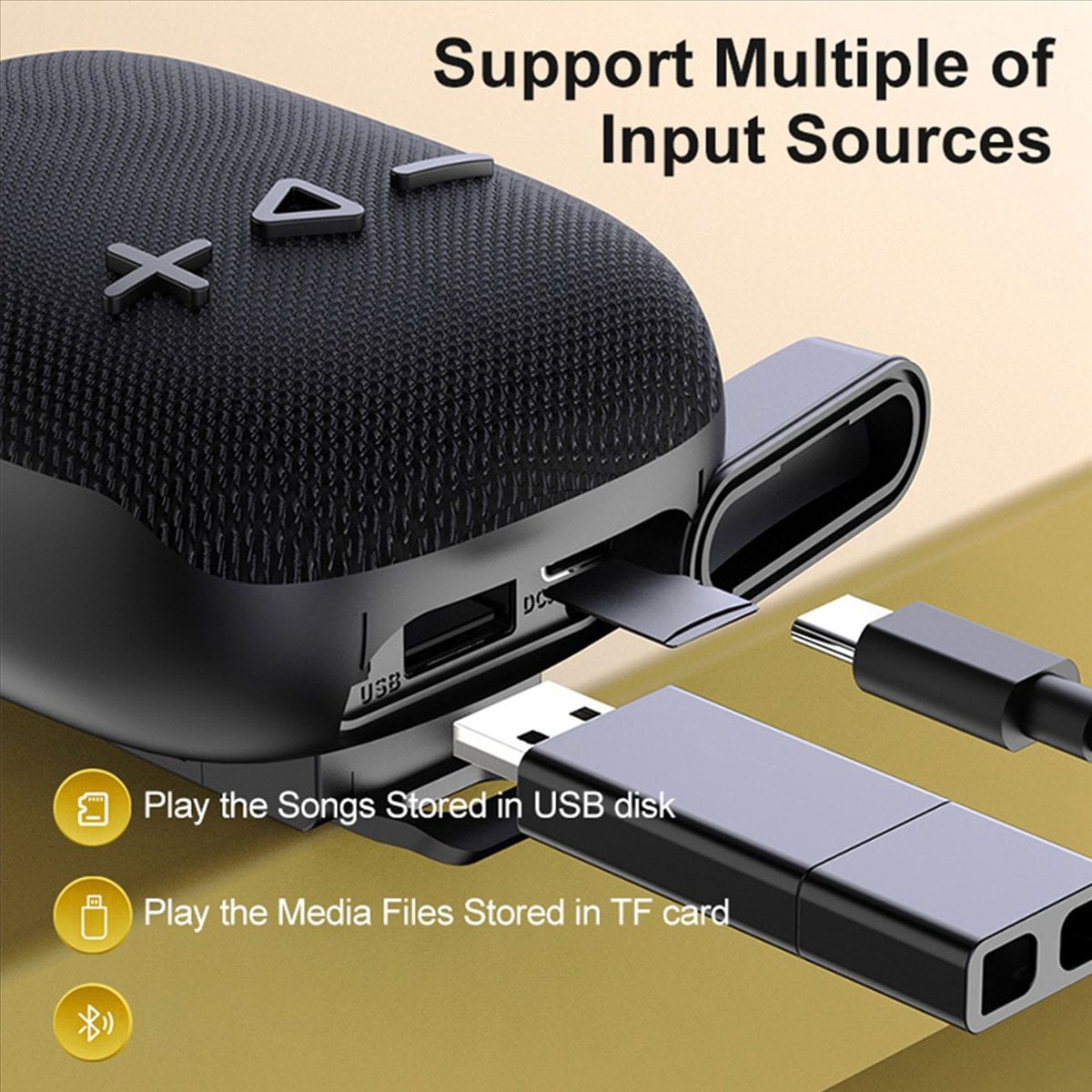 2X Bike Speaker Bicycle Handbar Wireless Bluetooth Louderspeaker Outdoor Handlebar Subwoofer for Cycling Riding-Black