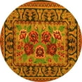 thumbnail image 1 of Ahgly Company Machine Washable Indoor Round Persian Yellow Traditional Area Rugs, 8' Round, 1 of 4