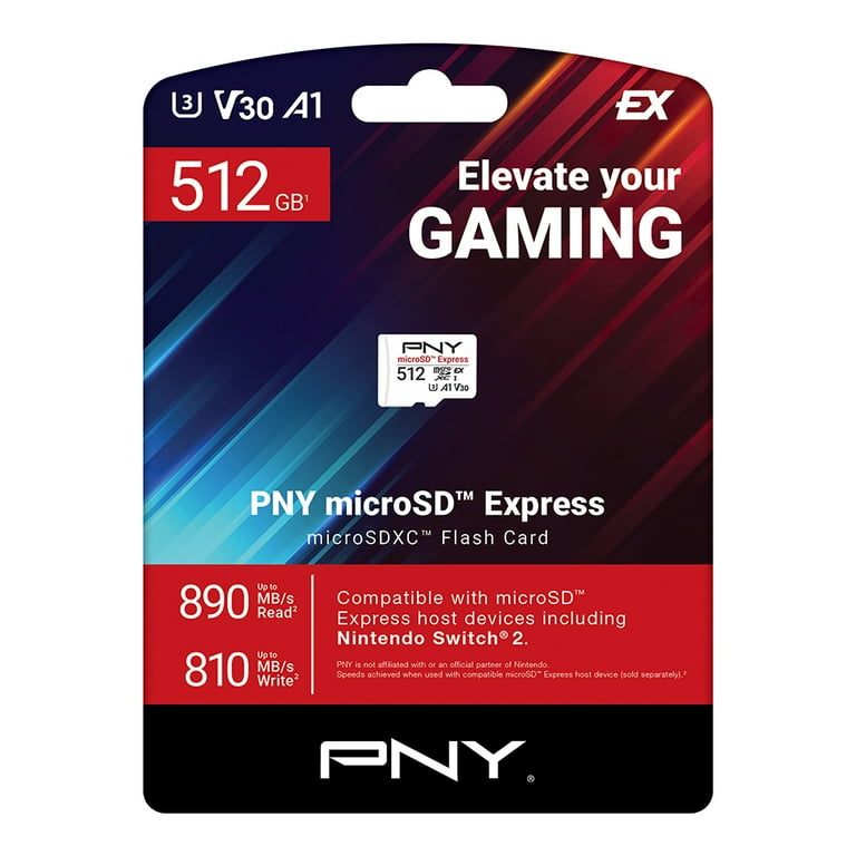 PNY 512GB MicroSD Express microSDXC Card, up to 890MB/s, P