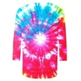 thumbnail image 4 of CYMMPU 3/4 Sleeve Blouses for Women Dressy Casual Tie Dye Fall Fashion Shirts Loose Fit Crew Neck Tunic Tops Spring Tops Ombre T-Shirts Multicolor XL, 4 of 5