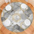 thumbnail image 2 of Gray Marble Gold Hexagon Pattern Round Fitted Tablecloth with Elastic Edge,Dining Table Cover Waterproof,Outdoor Round Tablecloth for Camping,Dining,Indoor and Outdoor, 2 of 7