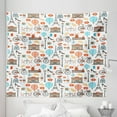 thumbnail image 1 of French Cafe Tapestry, Paris Themed Cartoon Symbols Bike National Flag Eiffel Flags Lips Wine, Fabric Wall Hanging Decor for Bedroom Living Room Dorm, 5 Sizes, White Multicolor, by Ambesonne, 1 of 1