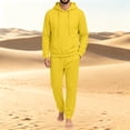 thumbnail image 6 of Garbnen Fleece Mens 2 Piece Hoodie Jogger Set Long Sleeve Drawstring Pullover Hoodies and Sweatpants Workout Athletic Warm Plush Tracksuit Men Yellow, 6 of 6