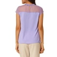thumbnail image 3 of Allegra K Women's Ruffle Neck Mesh Panel Keyhole Back Cap Sleeve Blouse, 3 of 6
