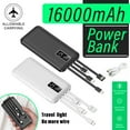 thumbnail image 1 of Portable External Battery Pack, 16000mAh Portable Charger Power Bank Built in 4 Charging Cable, White, 1 of 6