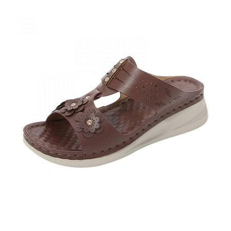 

Homedles Sandals for Women- Open Toe Soft Platform Wedge Sandals for Brown