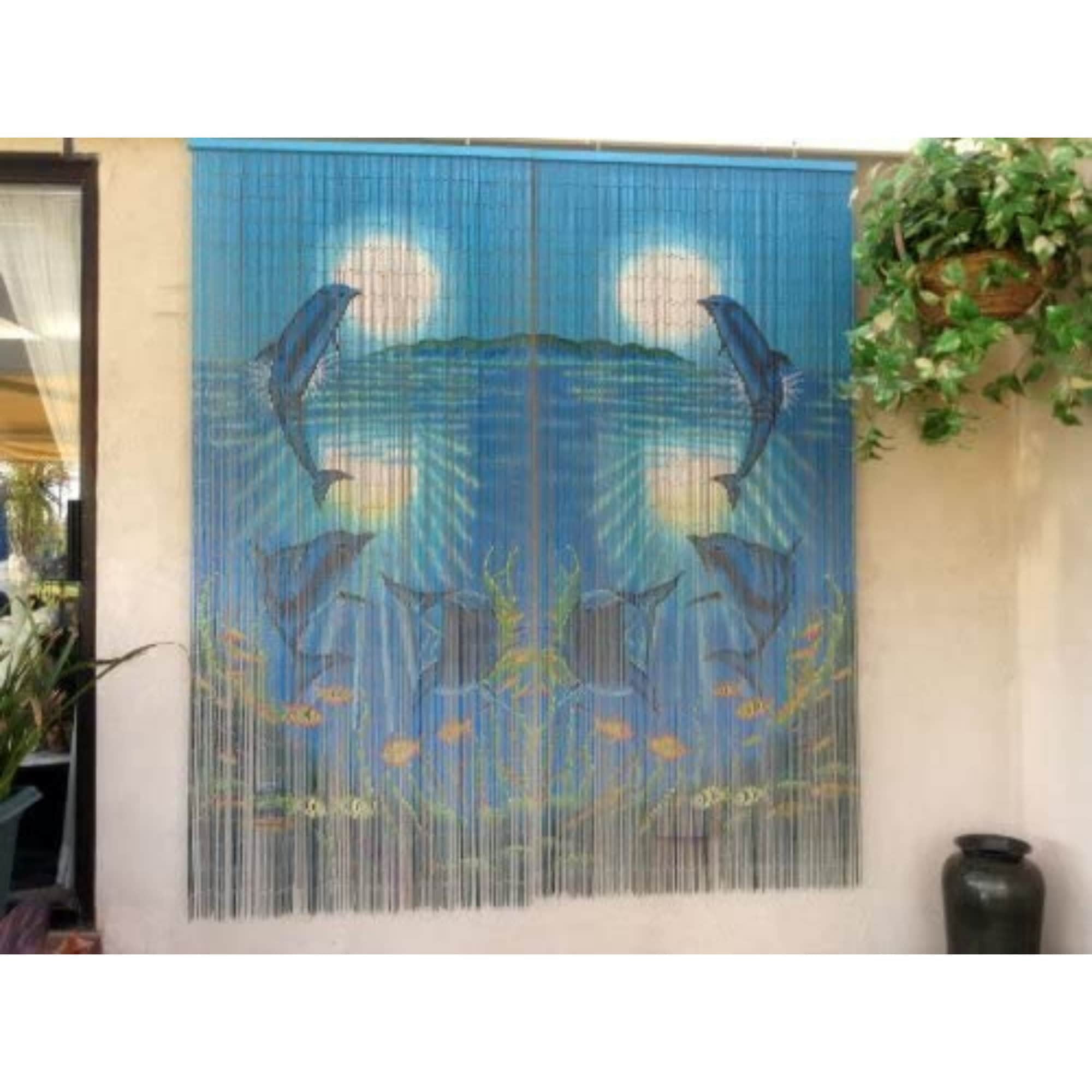 Vauluxe Dolphins Reef Sheer Blue Curtains, 36 x 79 Inches 125 Strands