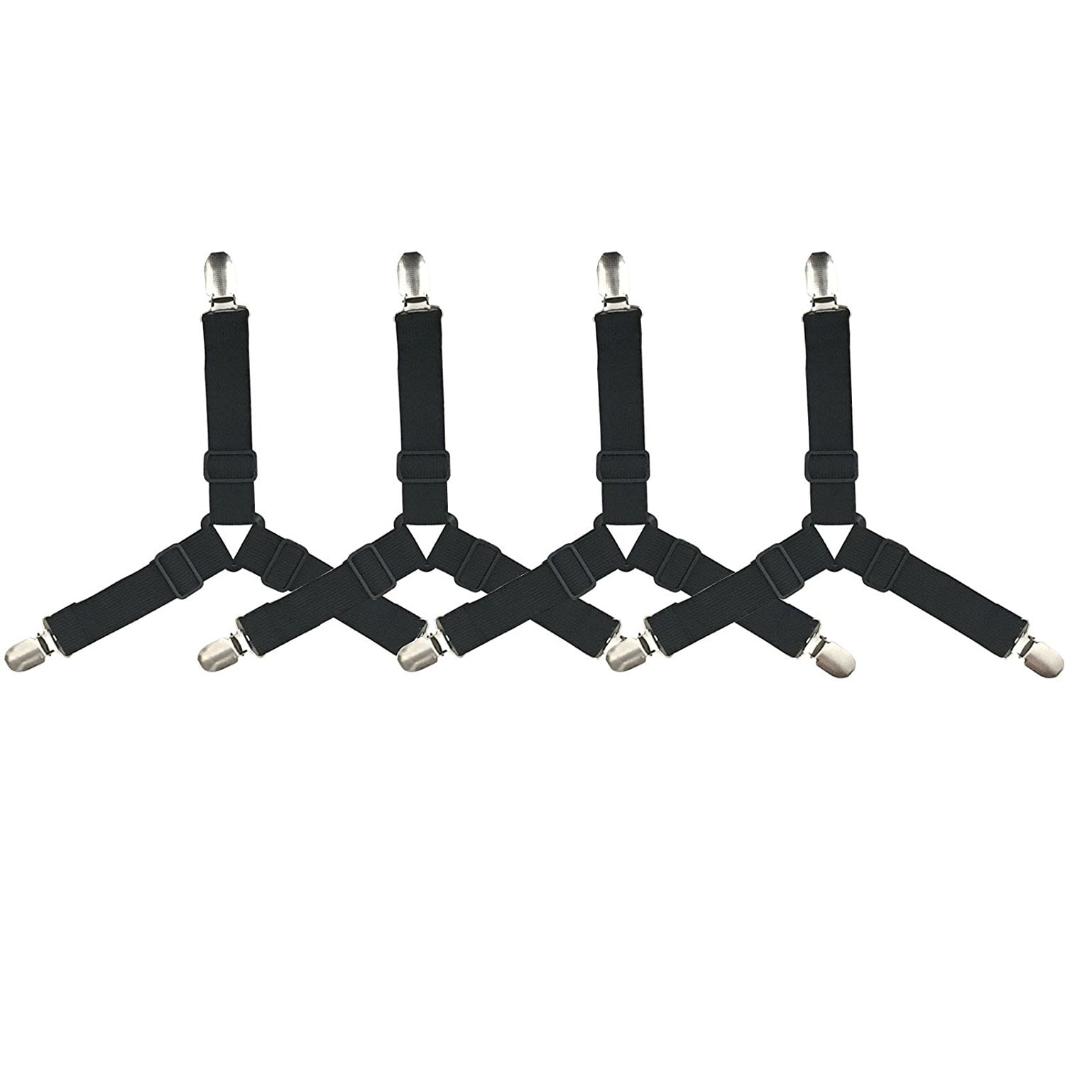 Bed Sheet Fasteners, 4 PCS Adjustable Triangle Elastic Suspenders