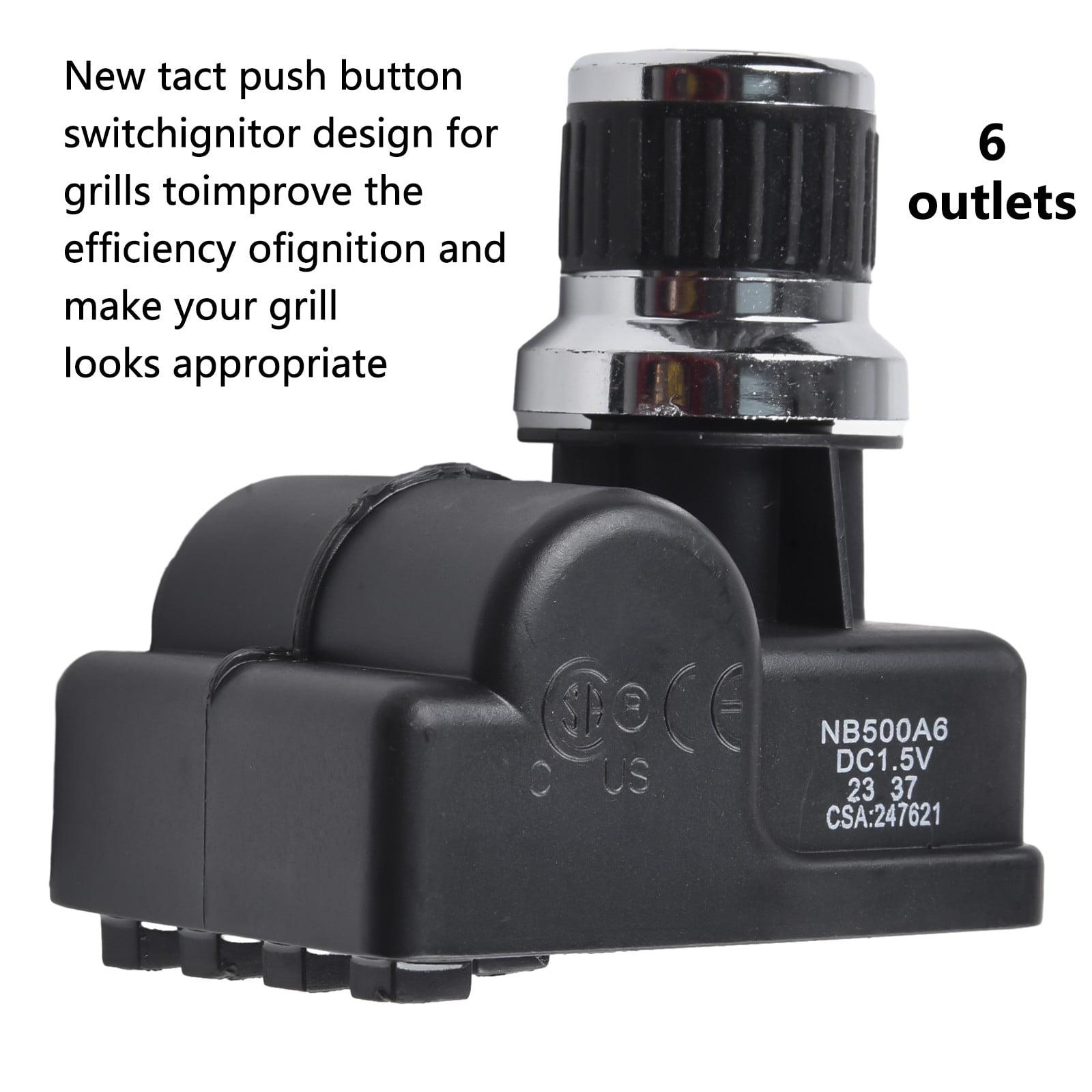 6 Outlet Ignitor Electric Spark Generator Push Button Pulse Igniter Replacement For Nexgrill Models 720-0830H Gas Grill Bbq