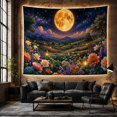thumbnail image 6 of Golden Full Moon Over Flower Meadow, Serene Fantasy for Flower Lovers, Floral Wall Art, Housewarming Gift, Tapestry Wall Hanging for Bedroom, Living Room and Dorm, 6 of 7