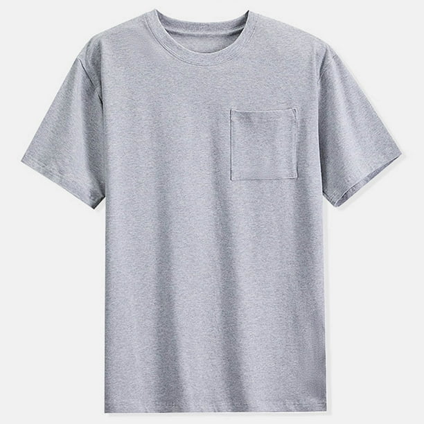 pstuiky camisetas para hombre, Suéter casual de manga corta con cuello redondo y diseño liso cómodo para hombre camisas casuales para hombre l