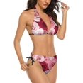 thumbnail image 2 of NICKSUN Women's Bikini Sets, Roses Print Two Piece Bathing Suits Sexy Halter Padded Bikini Swimsuits, 2 of 6