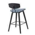 thumbnail image 4 of Fox Modern Swivel Counter Height Bar Stool with Speckled Blue Upholstered Seat and Black Brushed Wood Frame, 4 of 5